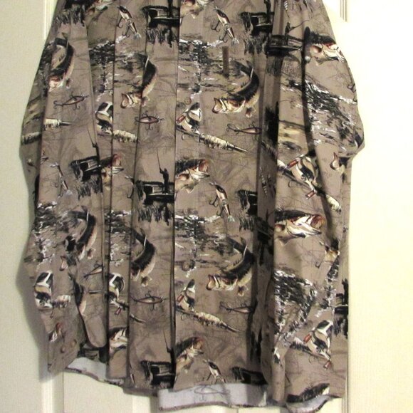 Men's NORTH RIVER OUTFITTERS Long Sleeve Shirt Fishing Reels Size L - Picture 2 of 5